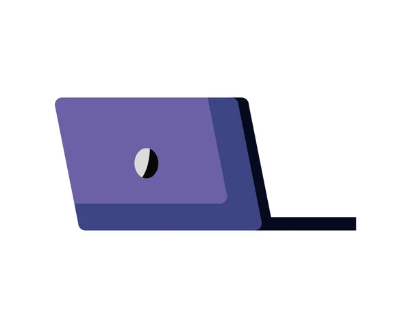 白の上に平らな紫のノートパソコン — ストックベクタ