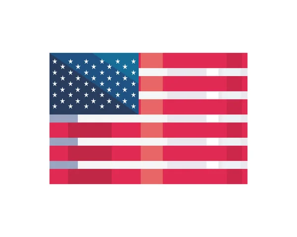 Flache Amerikanische Flagge Über Weiß — Stockvektor