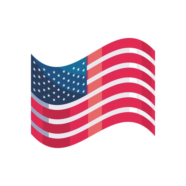 Bandeira Americana Plana Sobre Branco —  Vetores de Stock