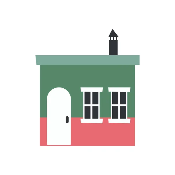 白い上に平らな色の家 — ストックベクタ