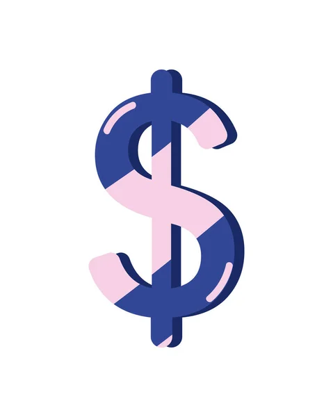 Flat Dollar Symbol White — Stock Vector