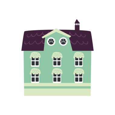 Düz yeşil ev beyaz üzerine