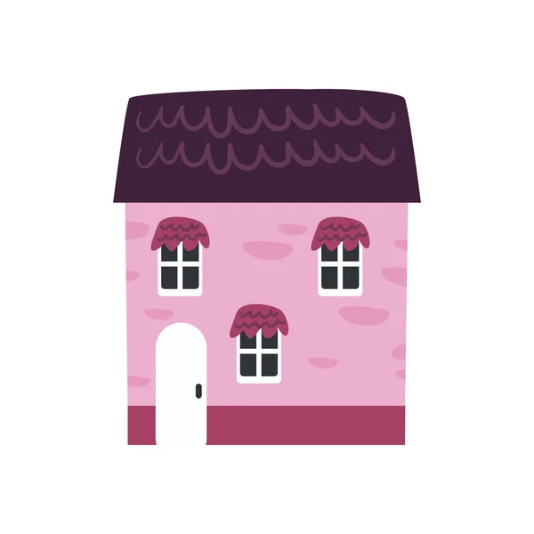 白色上方的粉红平房 — 图库矢量图片