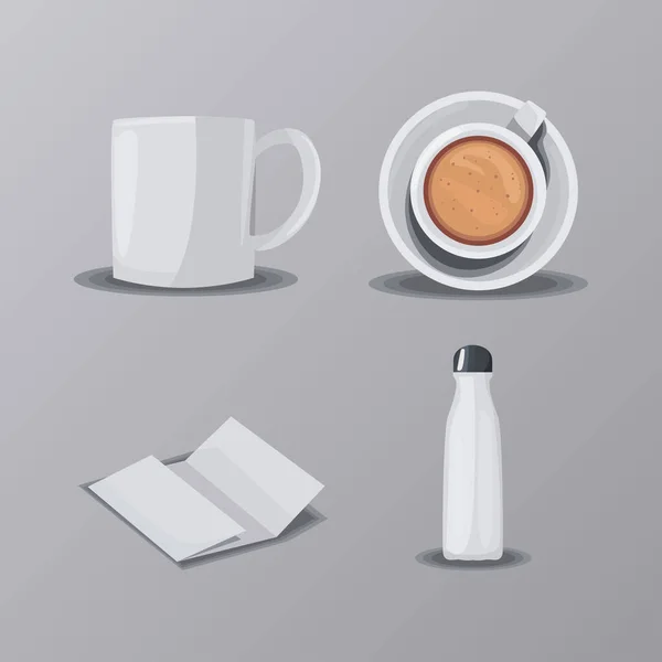 Conjunto Artículos Maqueta Plana — Vector de stock