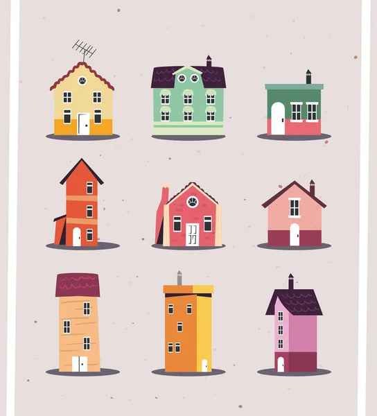 Affiche Van Flat Houses Set — Stockvector