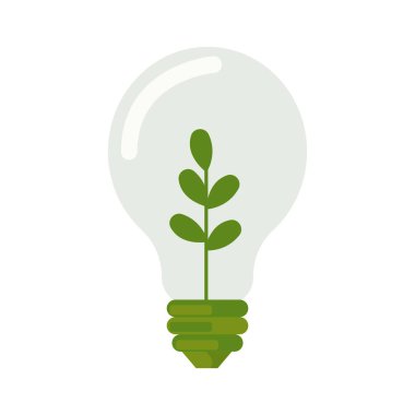 Beyaz üzerinde bitki olan bir ampul.