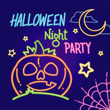 Neon tarzı cadılar bayramı partisi posteri