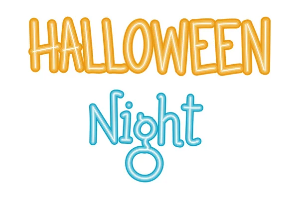 Halloween Nacht Neon Boord Wit — Stockvector