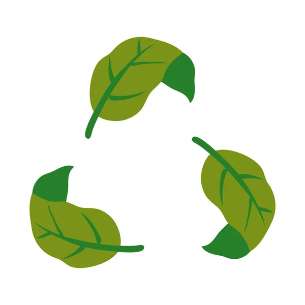 Leaves Recycle Symbol White — Stock Vector