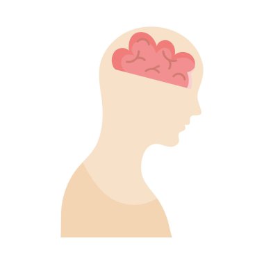 Beyaz arka planda pembe beyinli baş