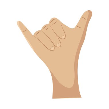 Beyaz arkaplanda shaka işareti olan el