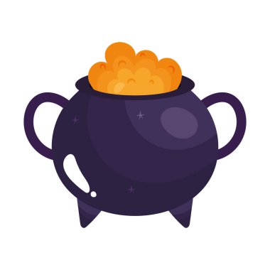 Beyaz arkaplanda cadılar bayramı kazanı