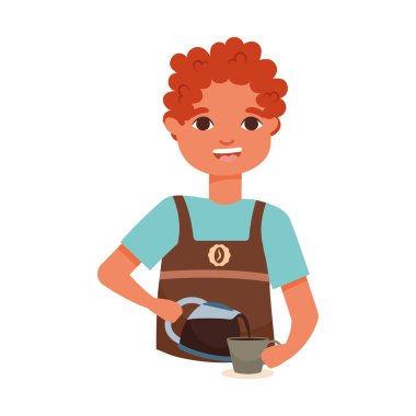 Kahveyi beyaz arka planda servis eden barista