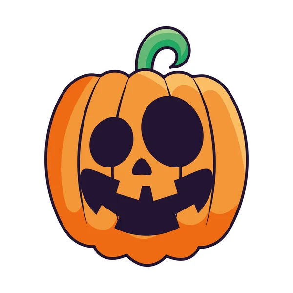 Dessin Animé Halloween Citrouille Icône Sur Fond Blanc — Image vectorielle