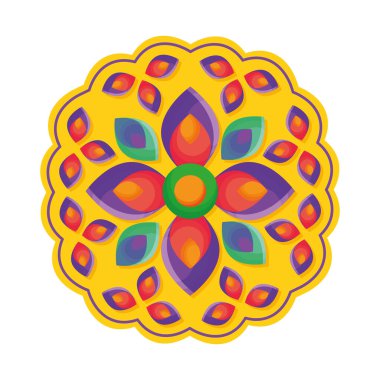 Beyaz arkaplanda sarı rangoli simgesi