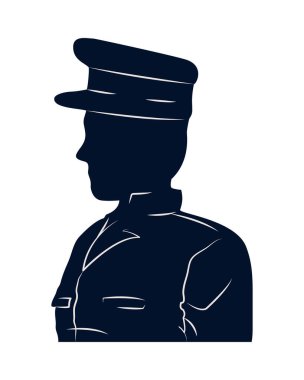 Beyaz arkaplanda askeri siluet simgesi