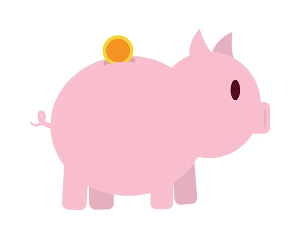 Piggy Bank Pictogram Witte Achtergrond — Stockvector
