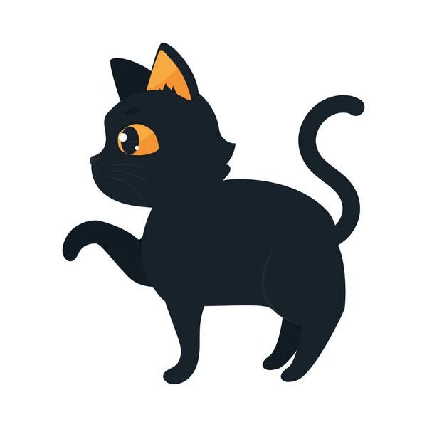 Halloween Cartoon Black Cat Icon — Stock Vector