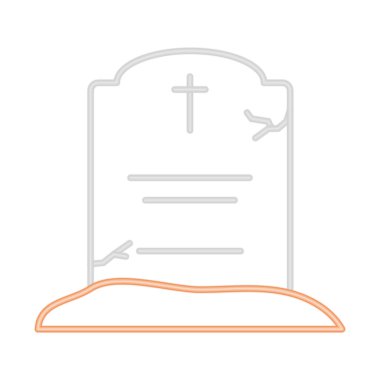 Beyaz arkaplanda cadılar bayramı neonu mezar simgesi