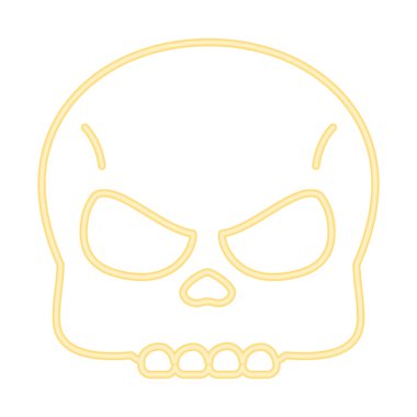 Beyaz arkaplanda neon kafatası simgesi