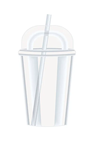 Plastic Cup Straw Mockup — Stock Vector