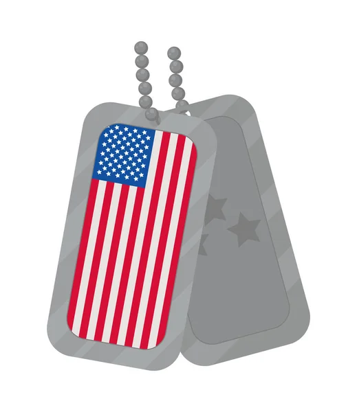 Usa Flagga Militära Taggar Vit Bakgrund — Stock vektor