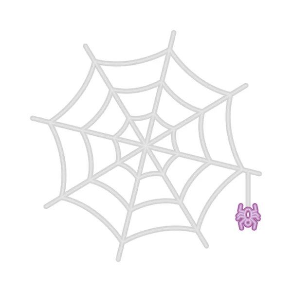 霓虹灯蜘蛛网图标在白色背景 — 图库矢量图片