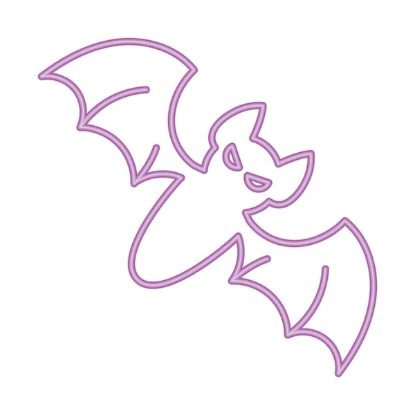 Halloween Neon Bat Ikon Vit Bakgrund — Stock vektor
