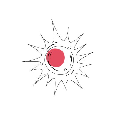 Beyaz üzerinde pembe bir nokta olan güneş.