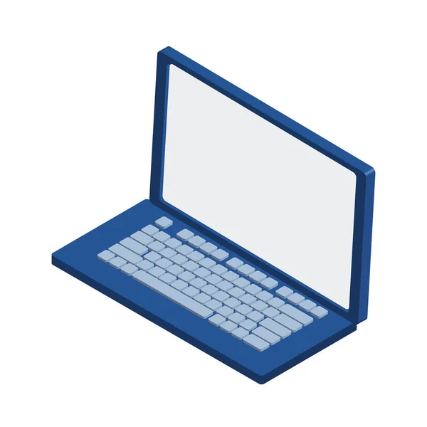 Isometrisches Blaues Laptop Design Über Weißes — Stockvektor