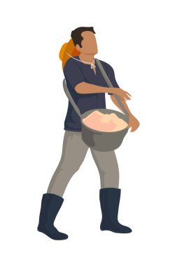 Beyaz üzerine tohum eken çiftçi