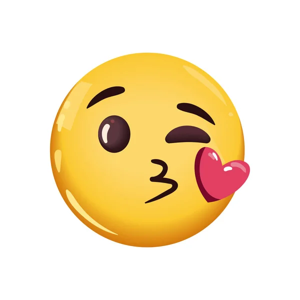 Plat Embrasser Emoji Sur Blanc — Image vectorielle