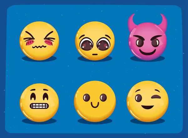 Cartaz Pacote Emojis Plana — Vetor de Stock