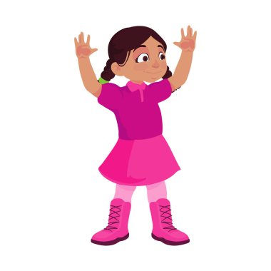 Neşeli kız tasarımı beyazdan üstün