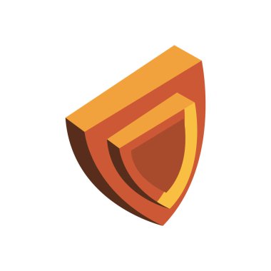 flat golden shield over white