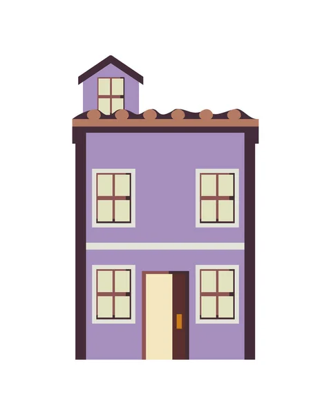 Edificio Plano Púrpura Sobre Blanco — Archivo Imágenes Vectoriales