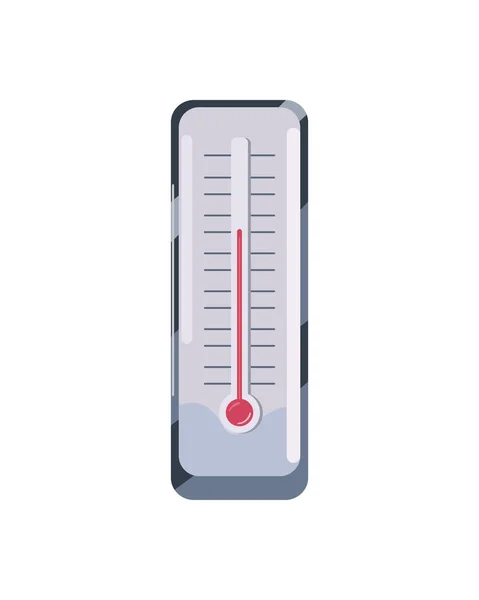 Platte Grijze Thermometer Boven Wit — Stockvector