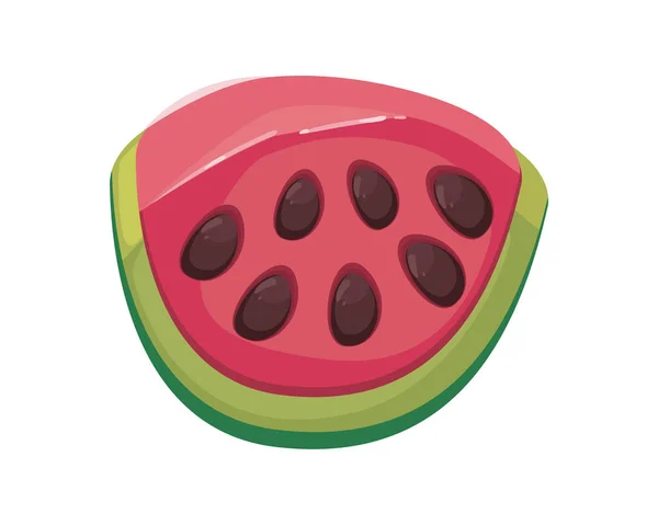 Vlakke Watermeloen Plak Wit — Stockvector