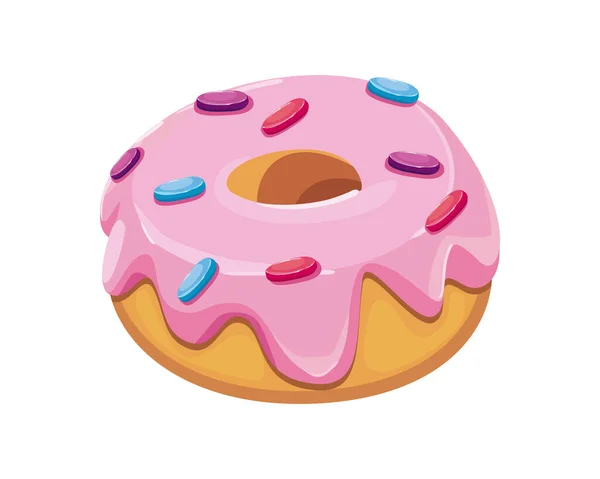 Donut Color Plano Sobre Blanco — Vector de stock