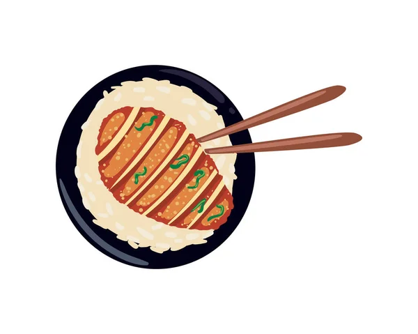 白を基調とした平カツ丼イラスト — ストックベクタ