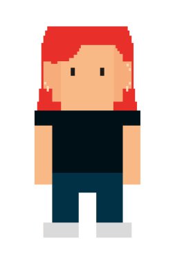 beyaz arkaplanda piksel kızıl kız