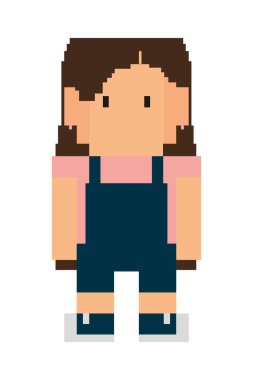 beyaz arkaplanda piksel genç kız