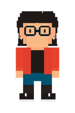 beyaz arka planda piksel hipster kız