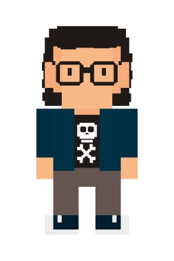 beyaz arkaplanda piksel genç adam