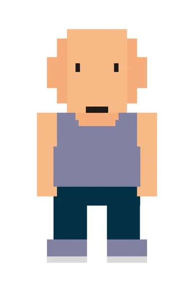 Pixel Calvo Hombre Sobre Fondo Blanco — Vector de stock