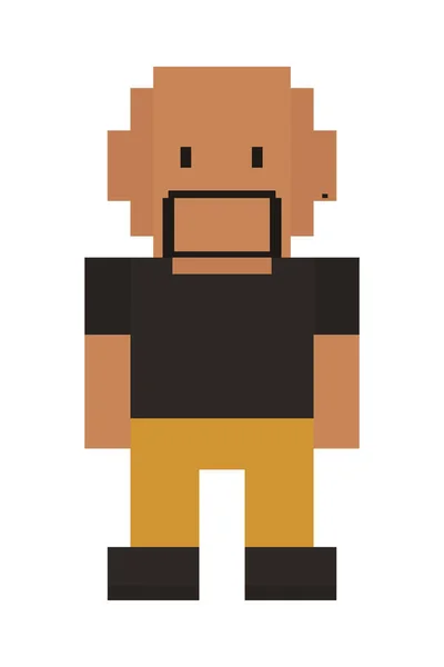 Pixel Άνθρωπος Γενειάδα Λευκό Φόντο — Διανυσματικό Αρχείο
