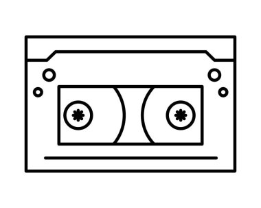 Beyaz arkaplanda retro kaset simgesi