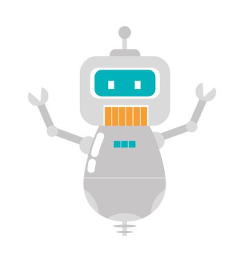 beyaz arkaplanda çizgi film robot simgesi