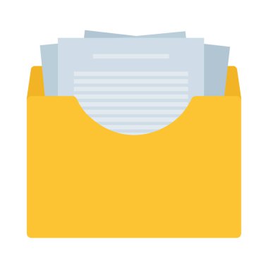 Beyaz arkaplanda belgeleri olan zarf