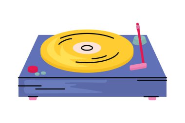Beyaz arkaplanda retro vinil oynatıcı simgesi